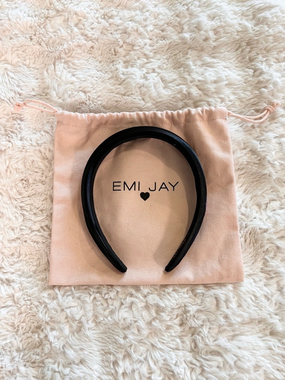 🦋 Emi Jay Black Padded Satin Headband - Halo headband in Midnight